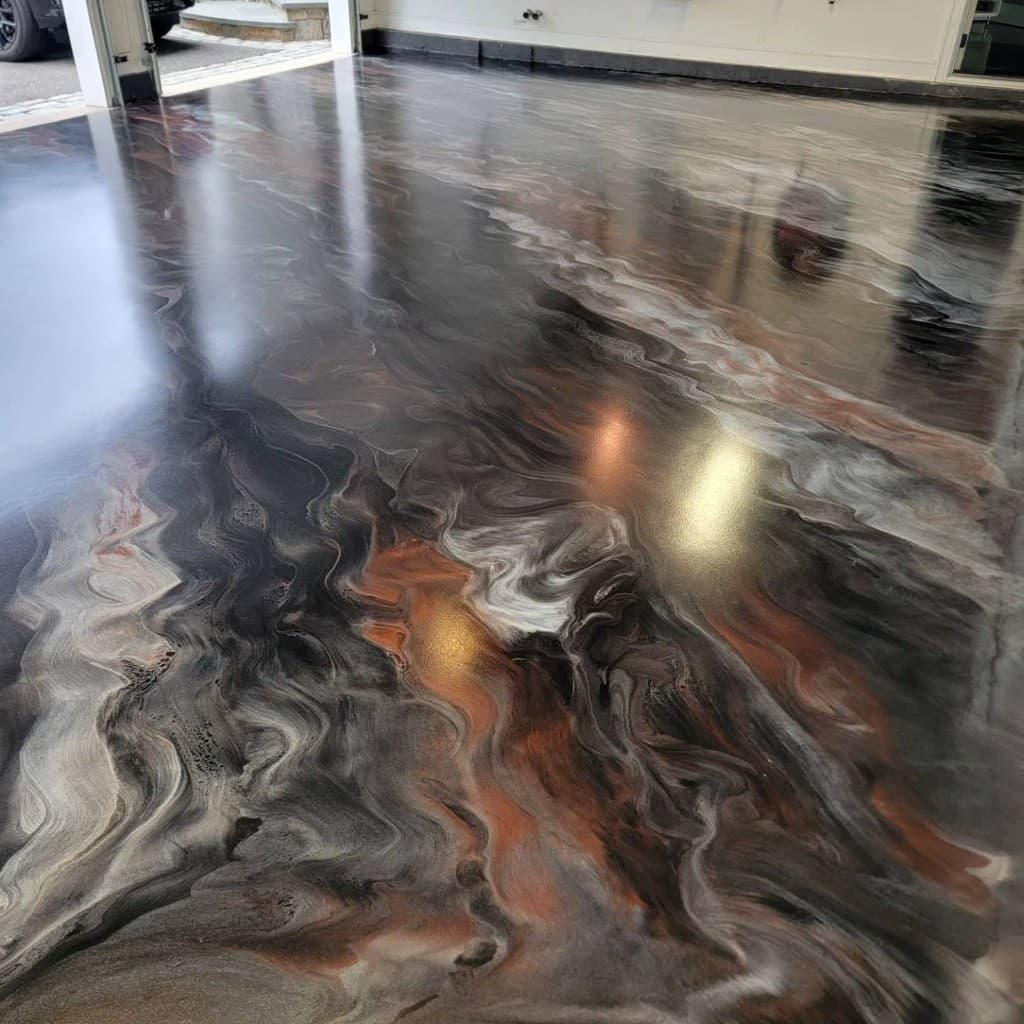 Dark Copper metallic epoxy floor — Long Island NY