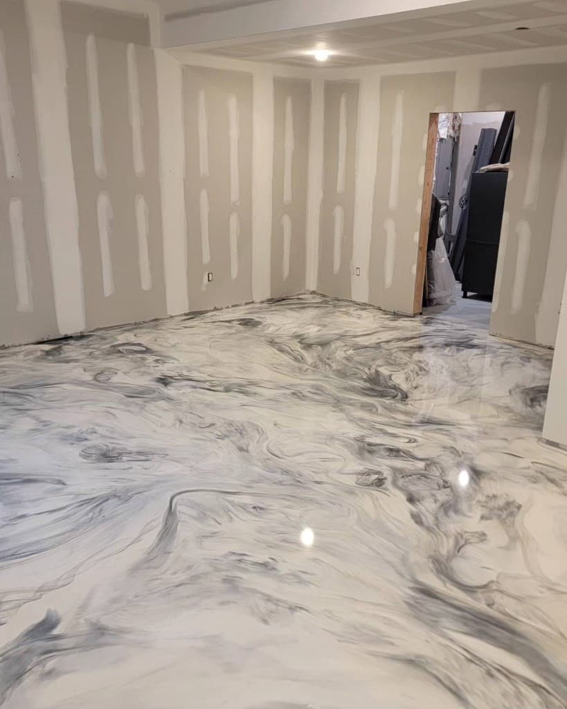 Gray Marble metallic epoxy floor — Long Island NY